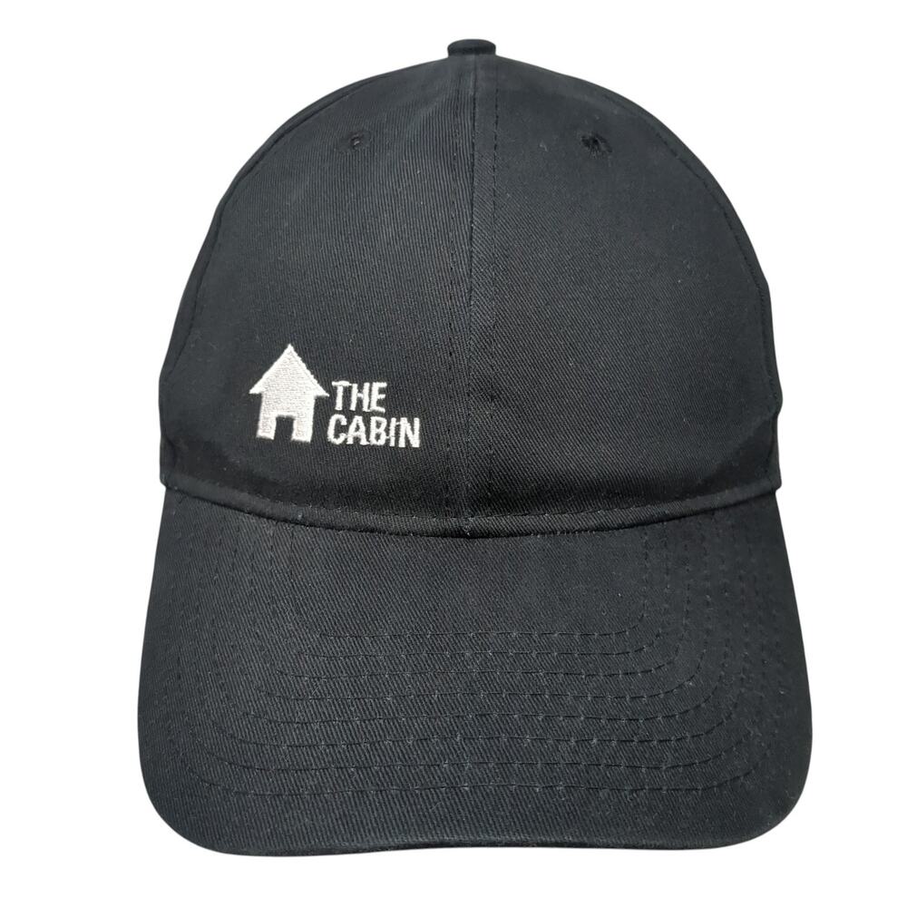 The Cabin Strapback Baseball Cap Black One Size Adjustable Embroidered Hit